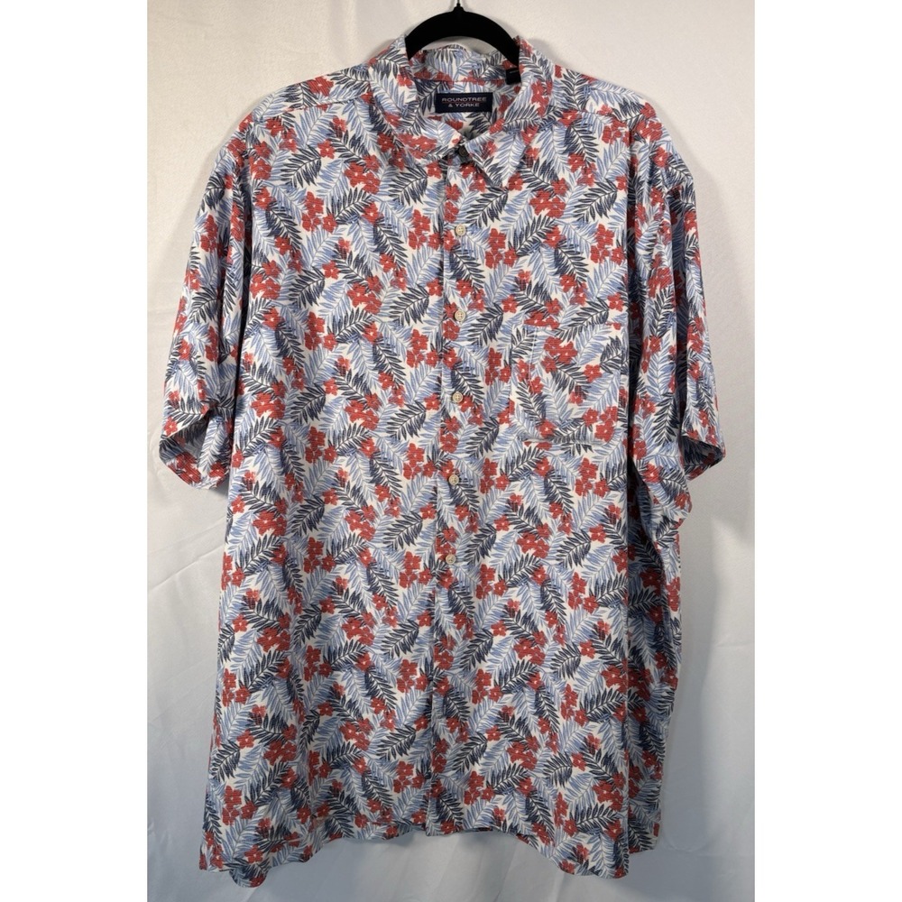 Roundtree & yorke shirt size 2xt hawaiian floral tropical‎